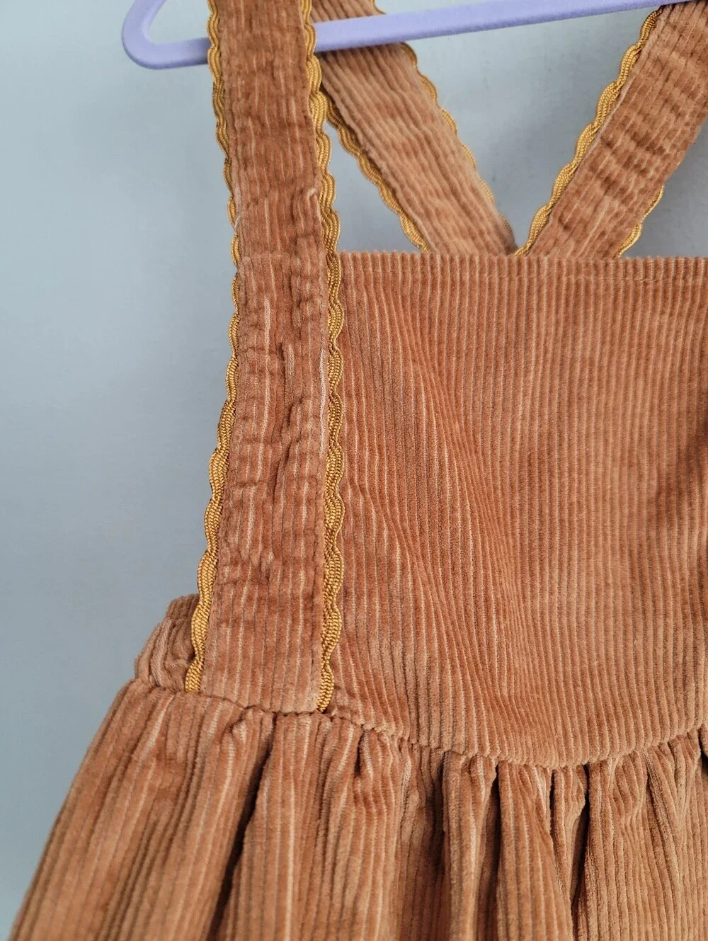 Tahari Girls 6 Carmel Brown Corduroy Pinafore Jumper Overall Dress Ric‎ Rac